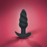 SILICONE SWIRL BUTT PLUG W/ R/C - BLACK